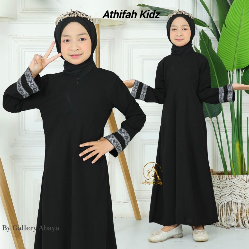 Gallery Abaya Anak Athifah Gamis Syari Hitam Jetblack Bordir Turkey Muslimah Cantik Turki Lebaran Me