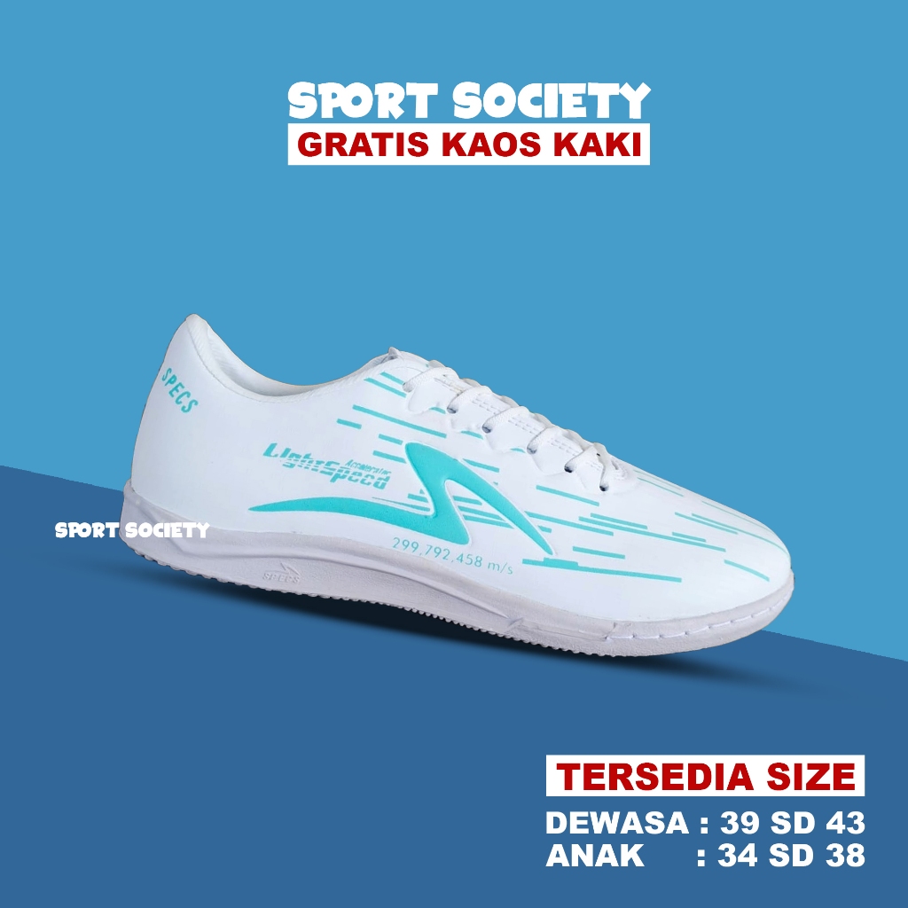 TERBARU Sepatu Futsal Dewasa & Anak Specs LightSpeed Reborn Laki-laki Premium - Hijau Sky