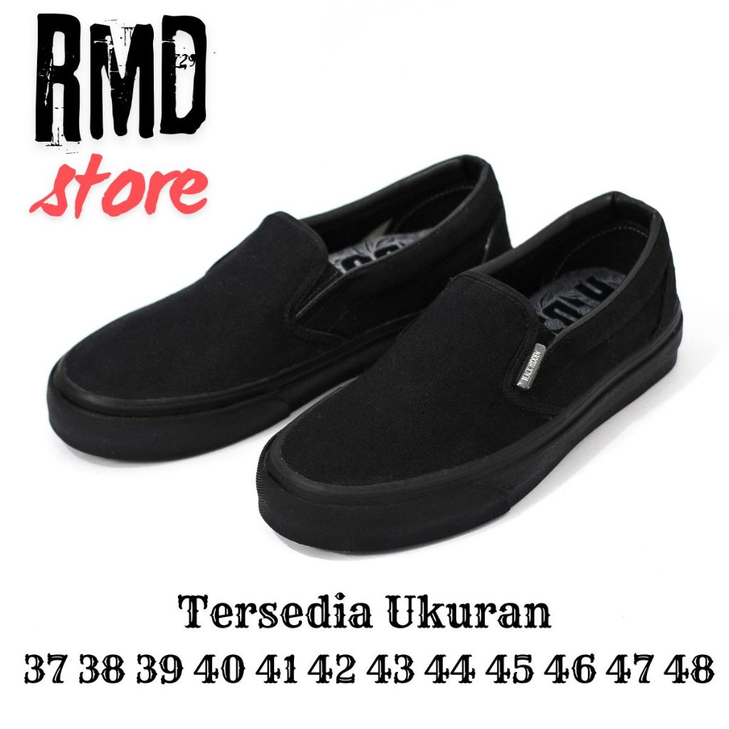 Black Hidden - Sepatu Pria Slip-On Casual Sneakers Big Size Sepatu Sekolah Kuliah