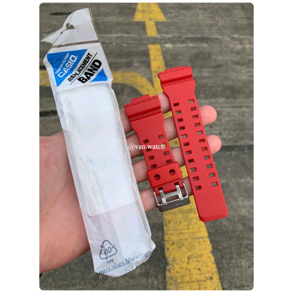 Strap CASIO G-SHOCK GDF 100-4 GDF-100-4 MERAH ORIGINAL Buckle Silver