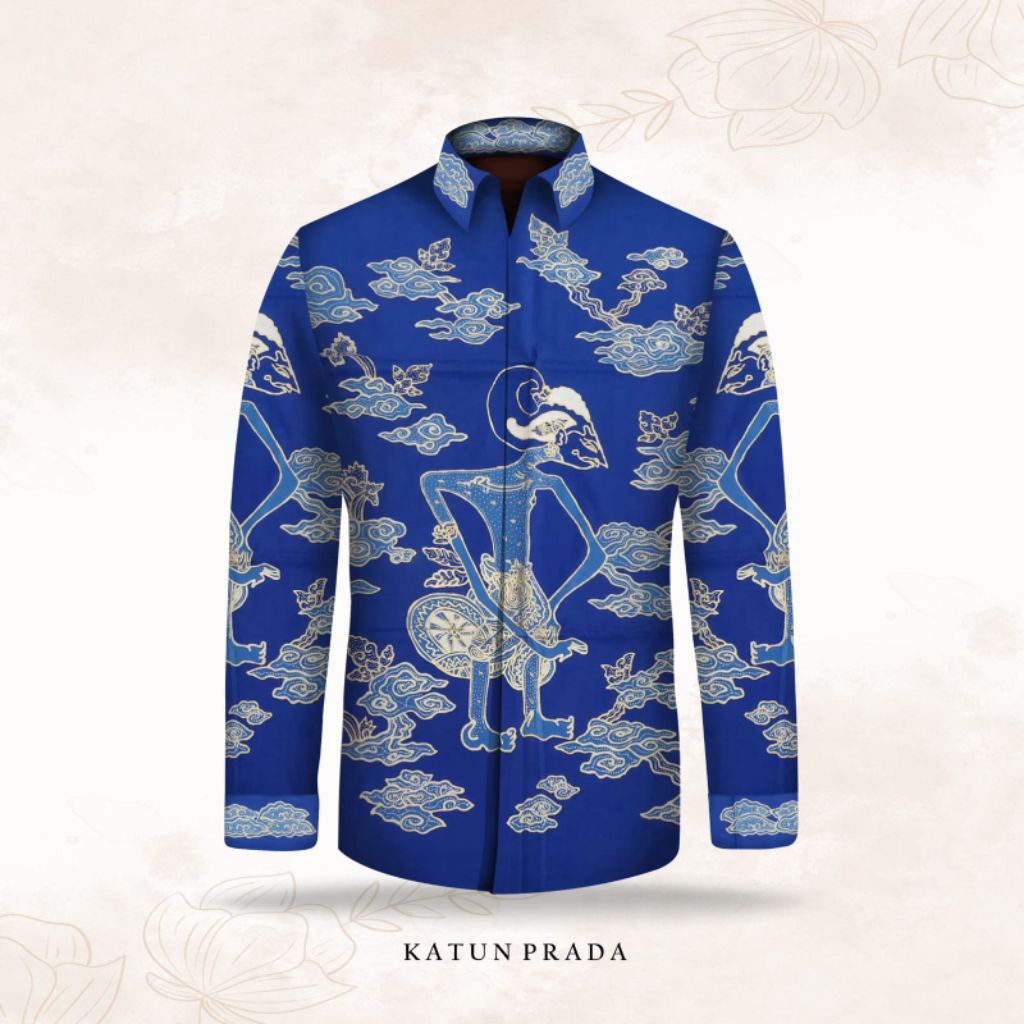 kain batik tulis katun prada emas warna biru  er