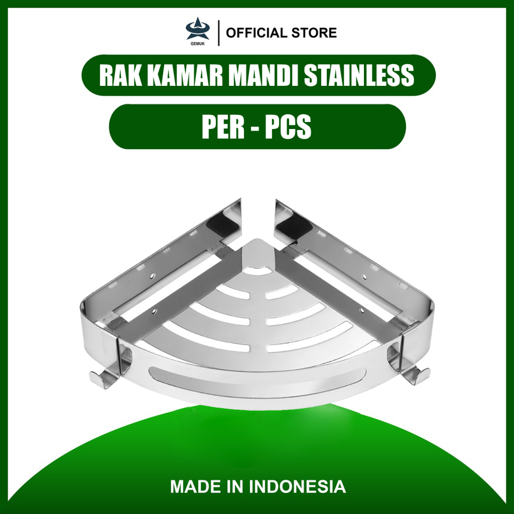 GEMUK Rak Kamar Mandi Segitiga / Persegi Panjang Stainless