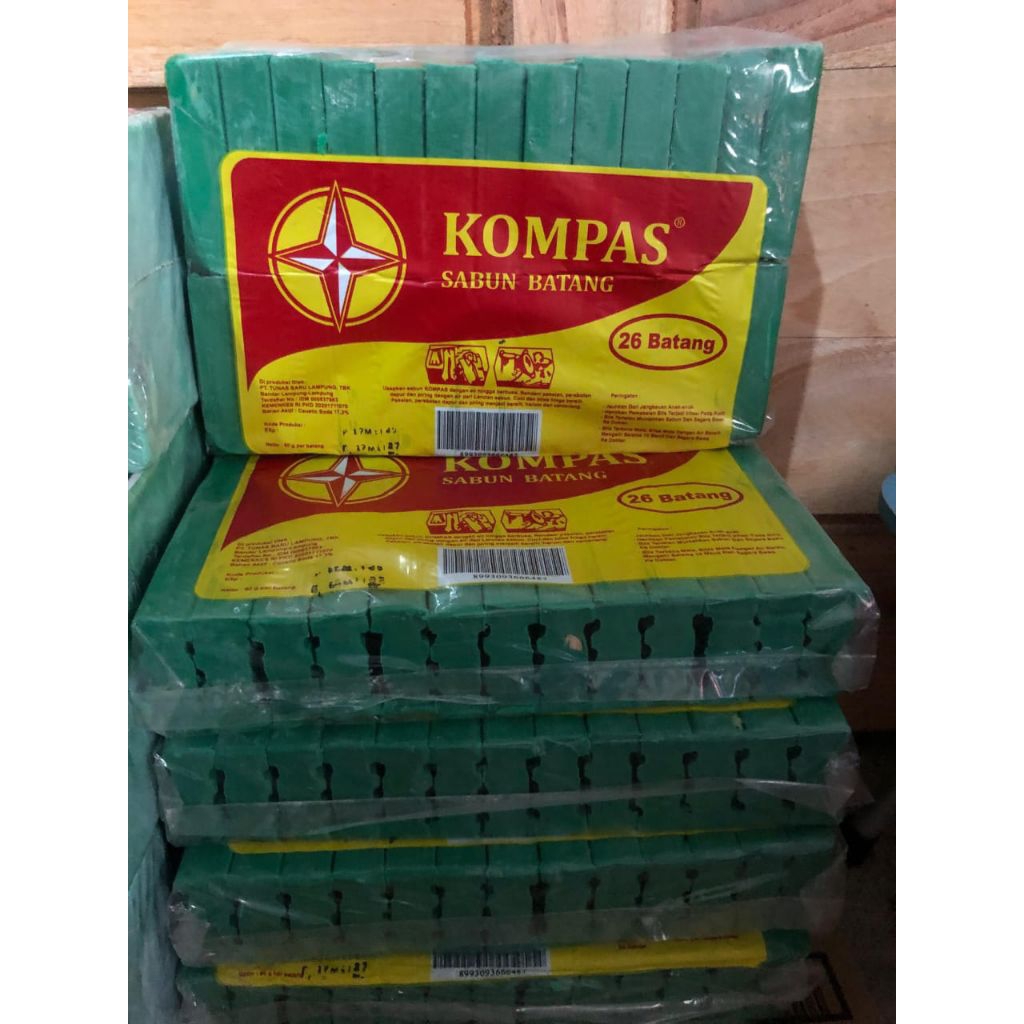 sabun batang jadul cap kompas pembersih kotoran dan noda membandel kemasan 16btg/26btg