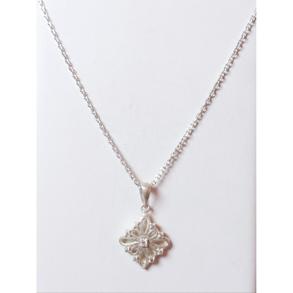 Kalung Liontin Wanita Perak Asli Silver 925 Lapis Emas Putih/Kalung Rantai Medan/Kalung Wanita Dewas