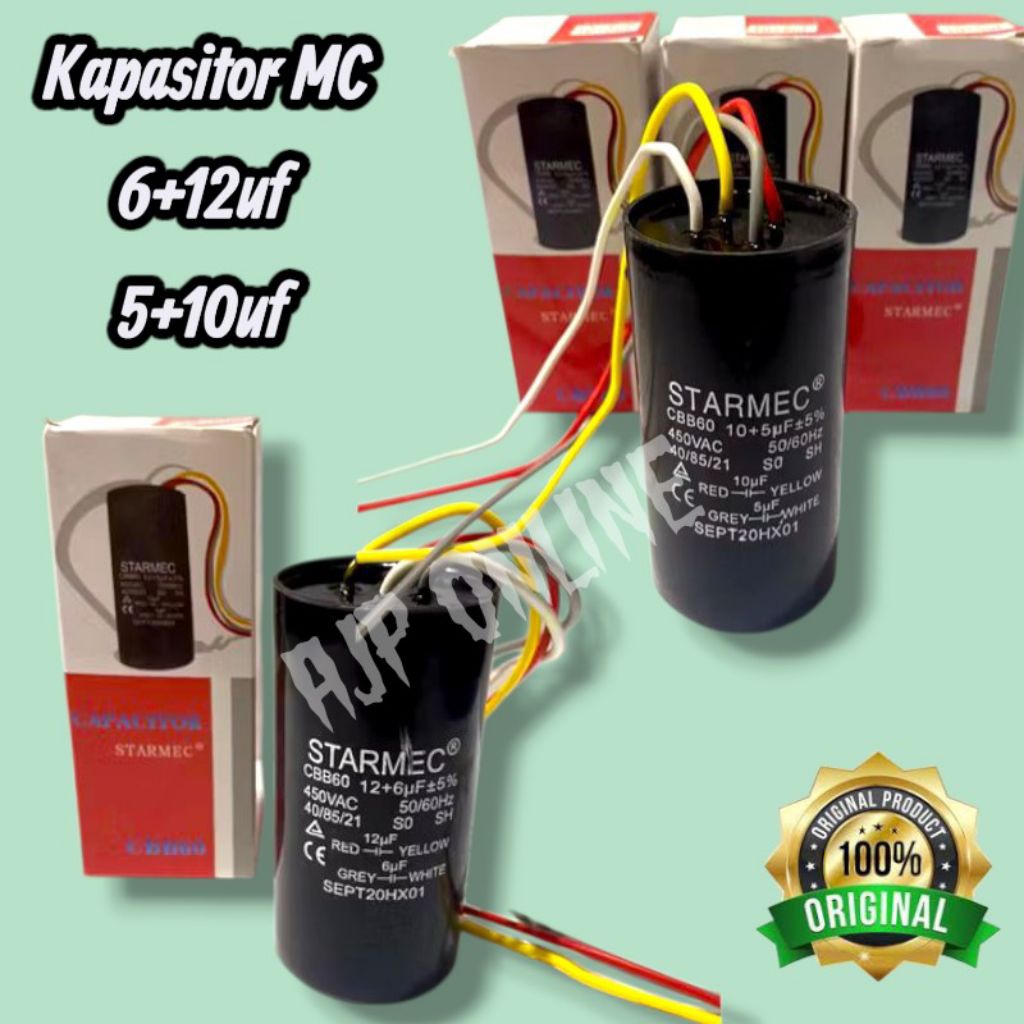 Kapasitor Mesin Cuci 6+12 kapasitor 5+10uf Starmec