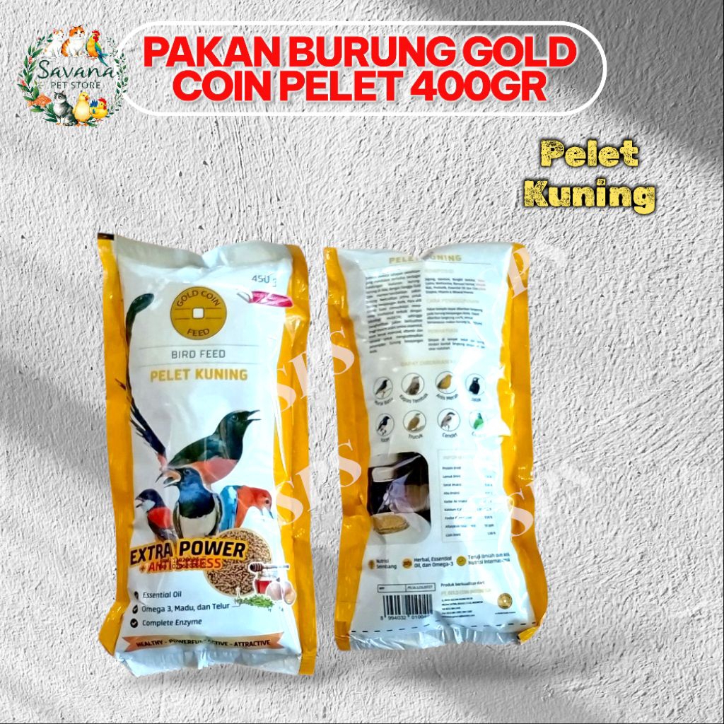 GOLD COIN PELET KUNING MAKANAN BURUNG MURAI KACER GOLD COIN MURAI450GR