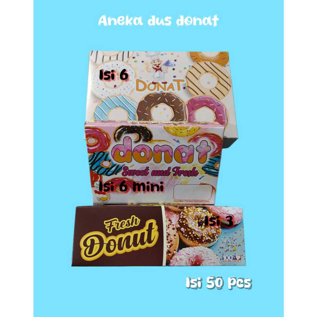 HEMAT 50Pcs Dus Donat Sweet and Fresh Pink isi 6 / Box Donat Mini Isi 6 / Kemasan Kotak Donnat isi 3