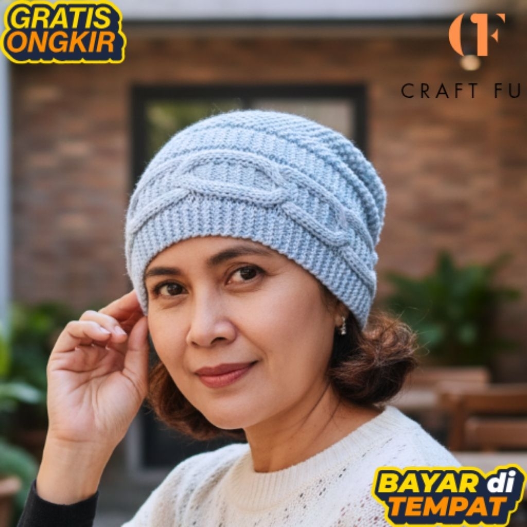Ciput rajut nenek premium, Turban Sultan nene,  kupluk wanita premium motif rantai Katun Turki, kerp