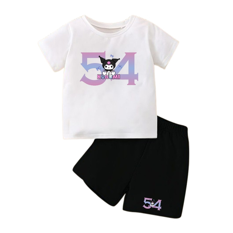 Setelan Baju Kuromi Anak Perempuan - Baju Kuromi Angka 54 Anak Anak - Kaos Kuromi