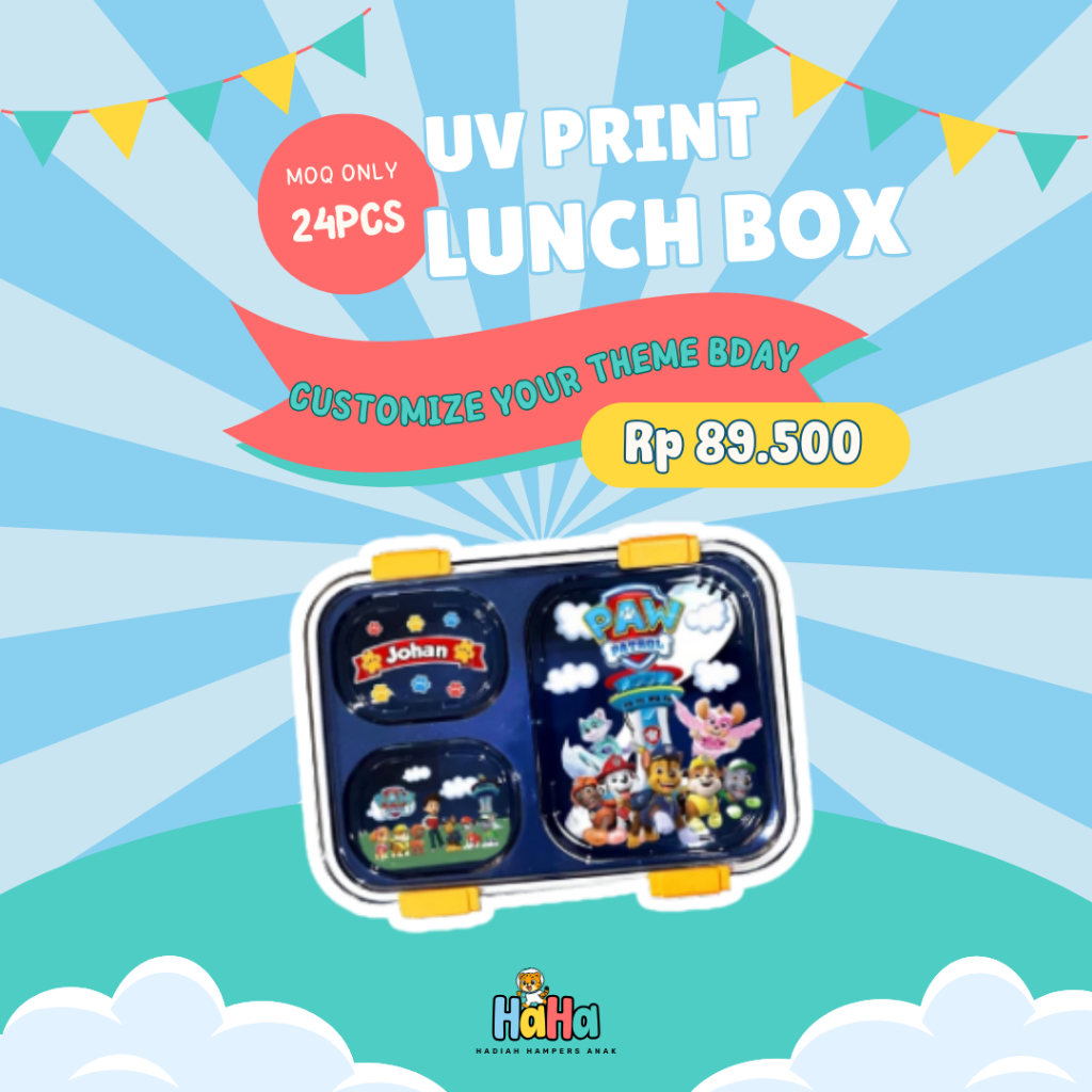 [CUSTOM] Hadiah Ulang Tahun Anak | Custom UV Print Lunch Box | Mainan Edukatif, Souvenir, Merchandis
