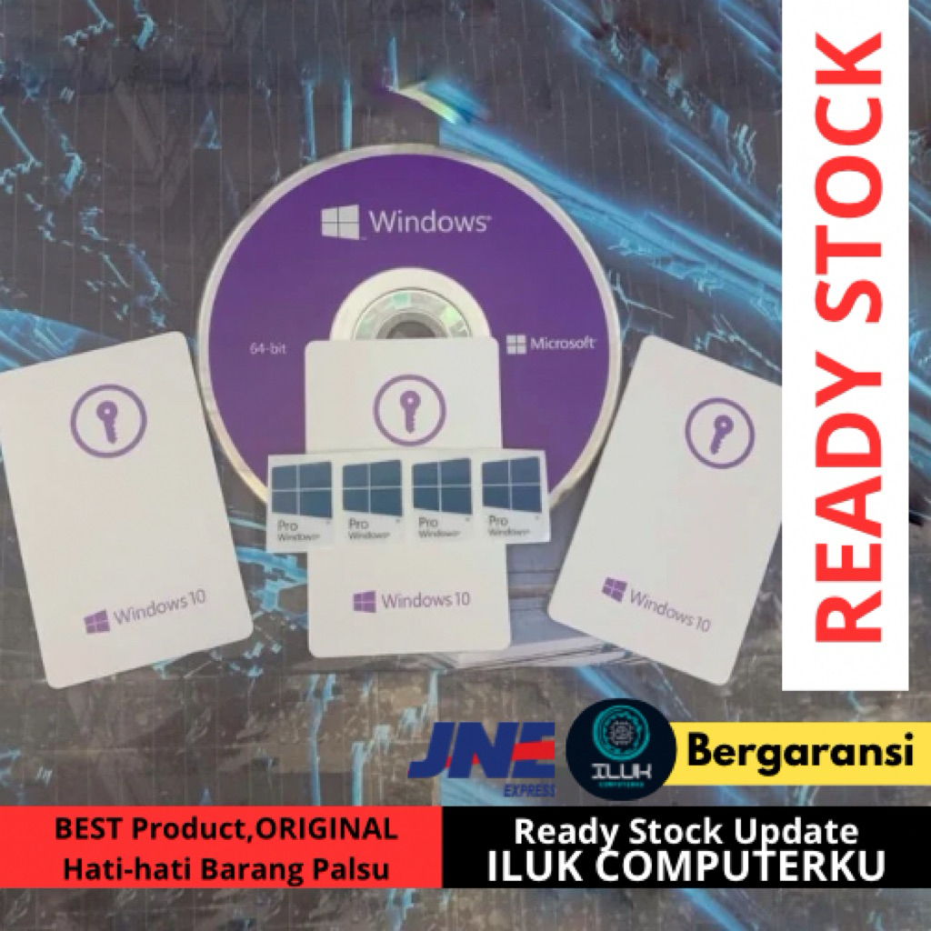 KEYCARD Windows 10 Pro Retail FPP DVD ORI bisa pindah PC bonus logo