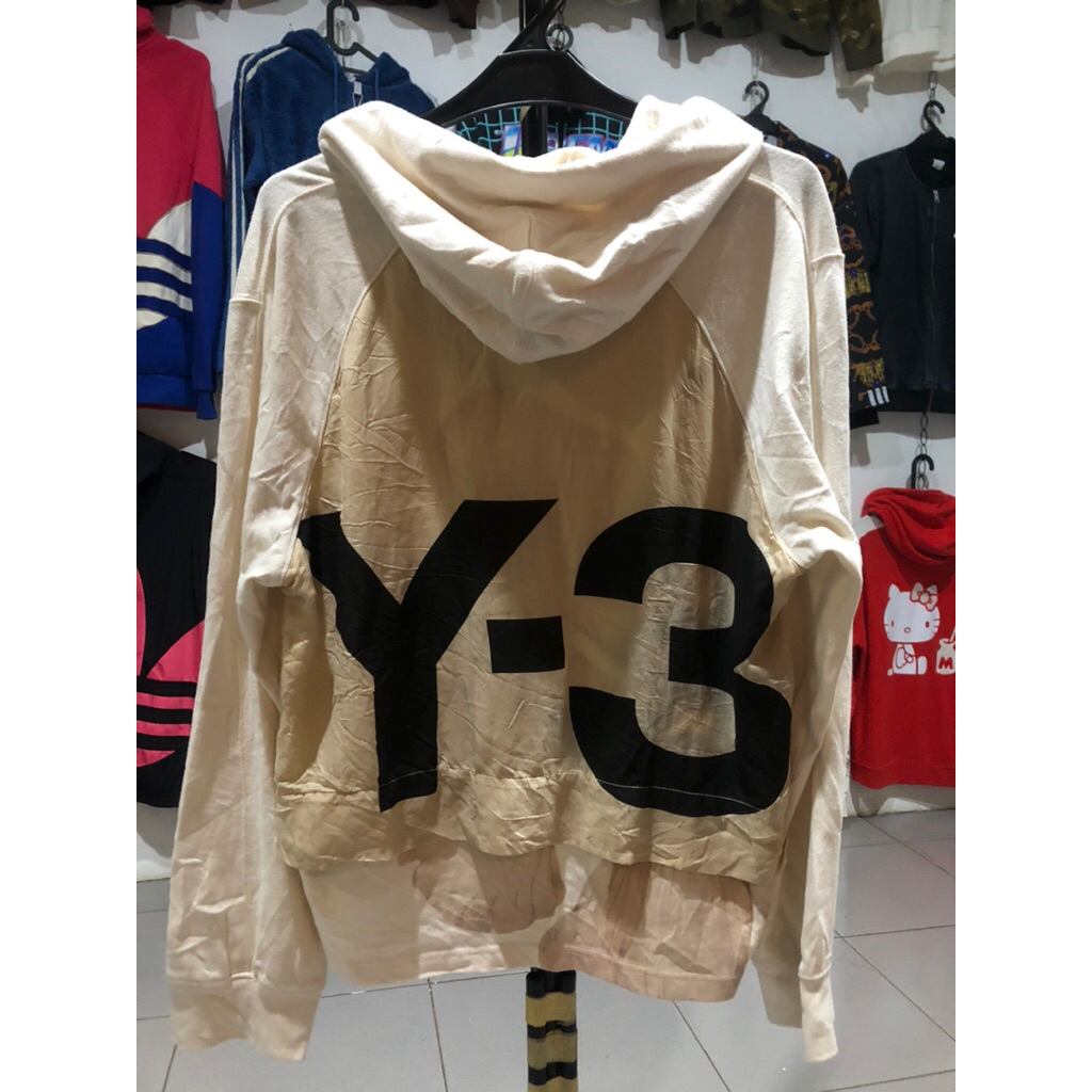 Adidas Y-3 Yohji Yammamoto Womens Undyed Floral Cotton Pullover Hoodie