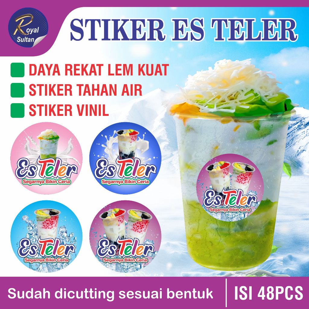 STIKER GELAS CUP ES TELER | STIKER GELAS CUP MINUMAN KEKINIAN | STIKER LABEL
