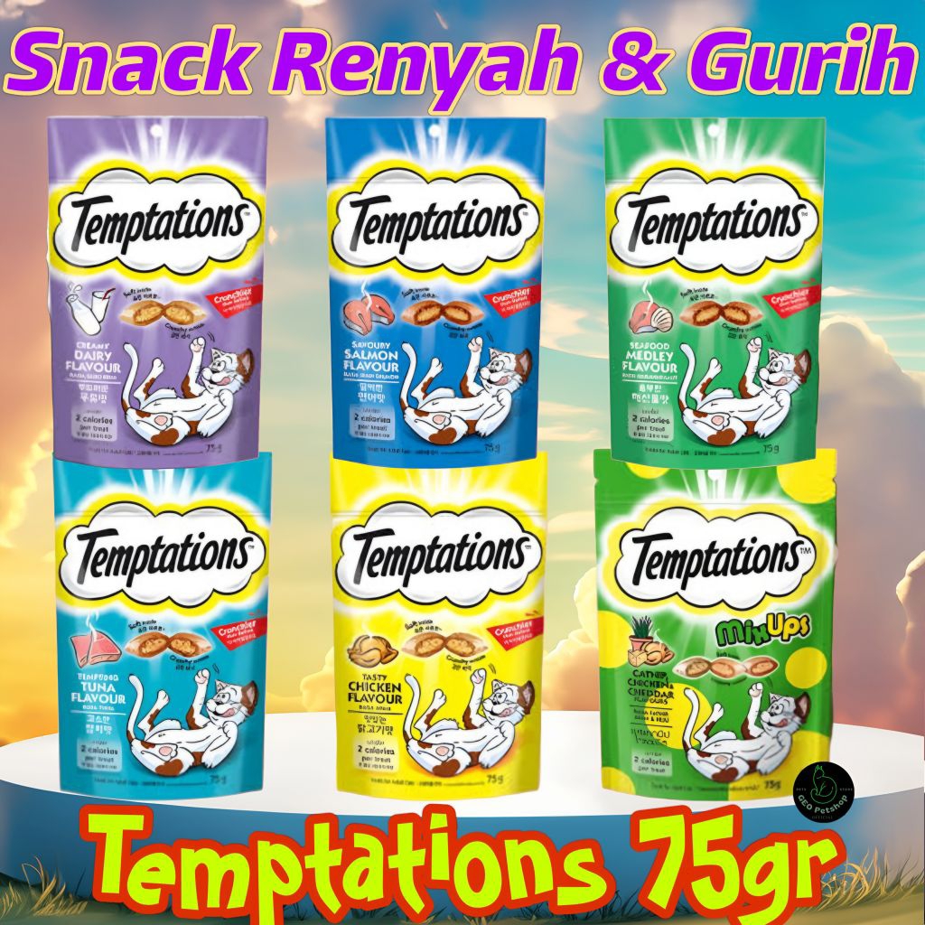 Cemilan Temptations Kering Snack Kucing Premium Dry Cat Food All Varian Makanan Cemilan Snack Kucing