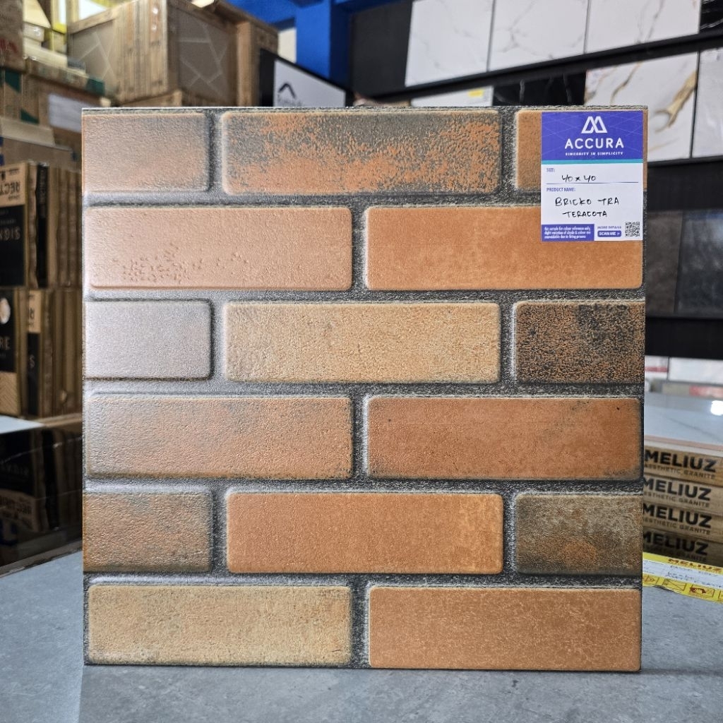 keramik 40x40 dinding motif bata timbul / keramik dinding teras / keramik dinding pagar / keramik ba