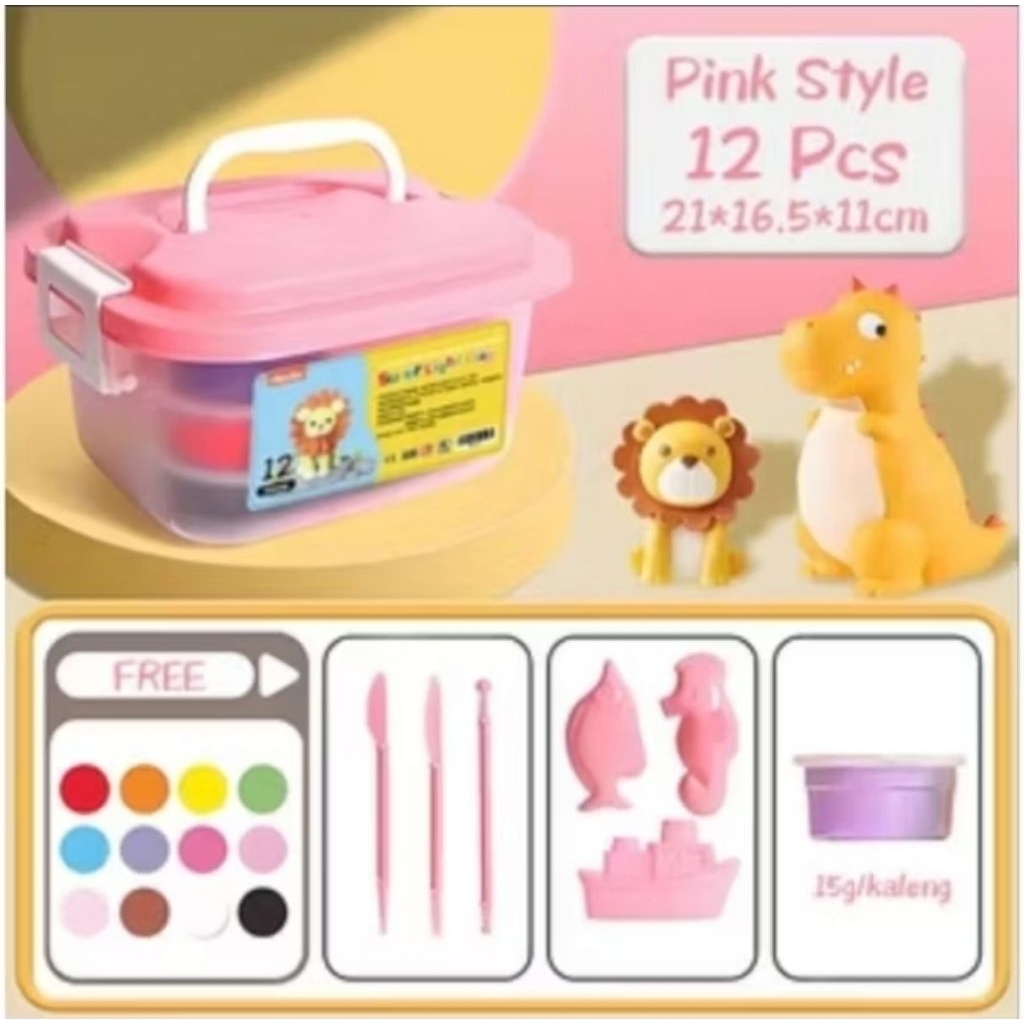 Kotak Hadiah Mainan Clay isi 12 Pcs Clay Warna Warni Mainan Edukasi Anak