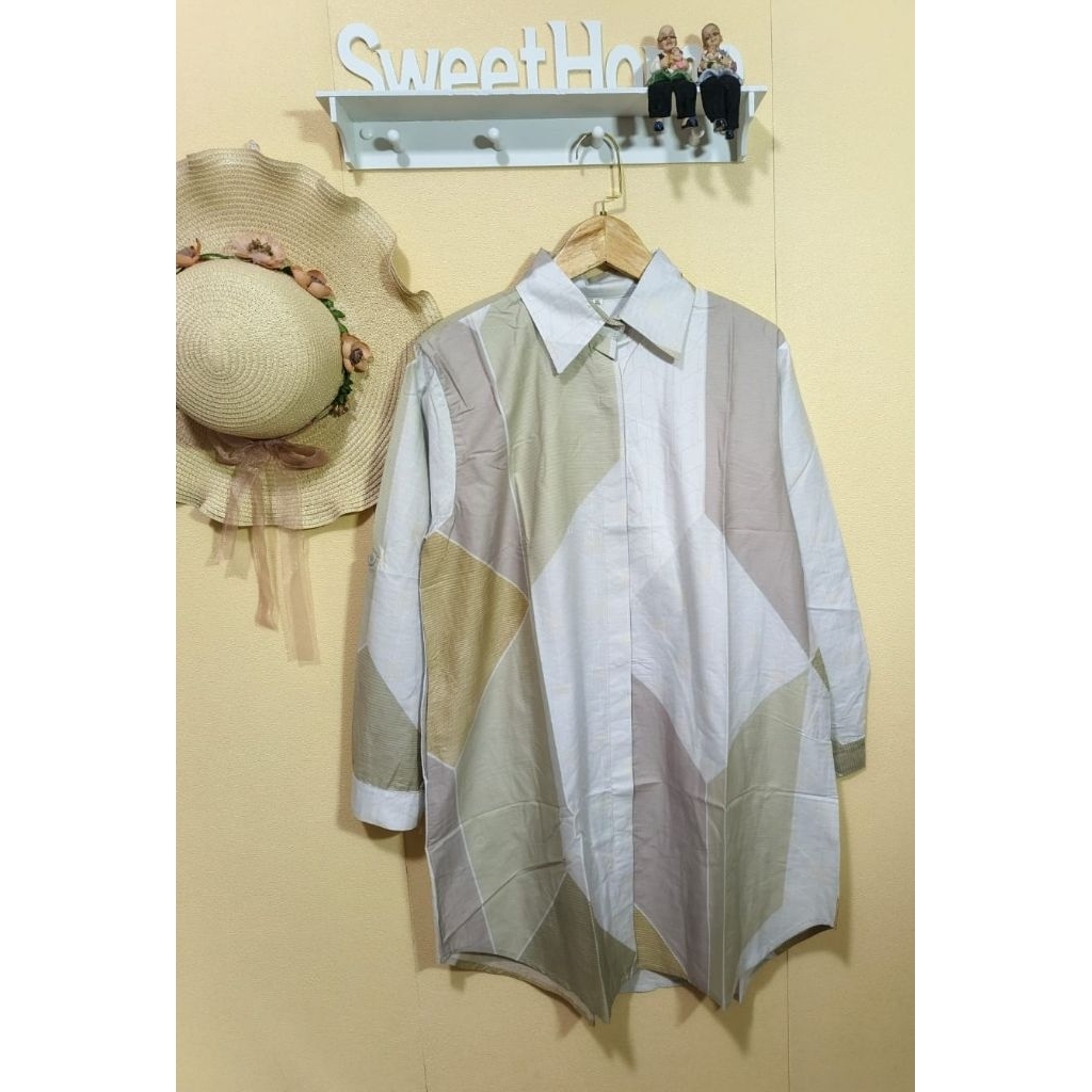 baju atasan tunik dewasa wanita cewek katun jepang motif abstrak cantik casual