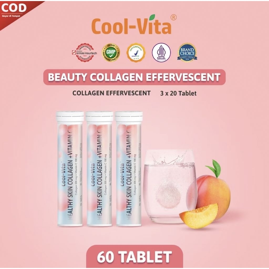 Coolvita 3 Tube 60 tablet Collagen Effervescent - Tablet Larut Kolagen dengan Vitamin