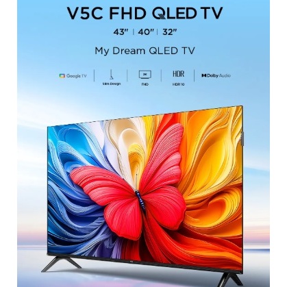 TV QLED TCL 32 Inch 32V5C GOOGLE Android14 FHD FULL HD Dolby Netflix Youtube Wifi SMART GARANSI