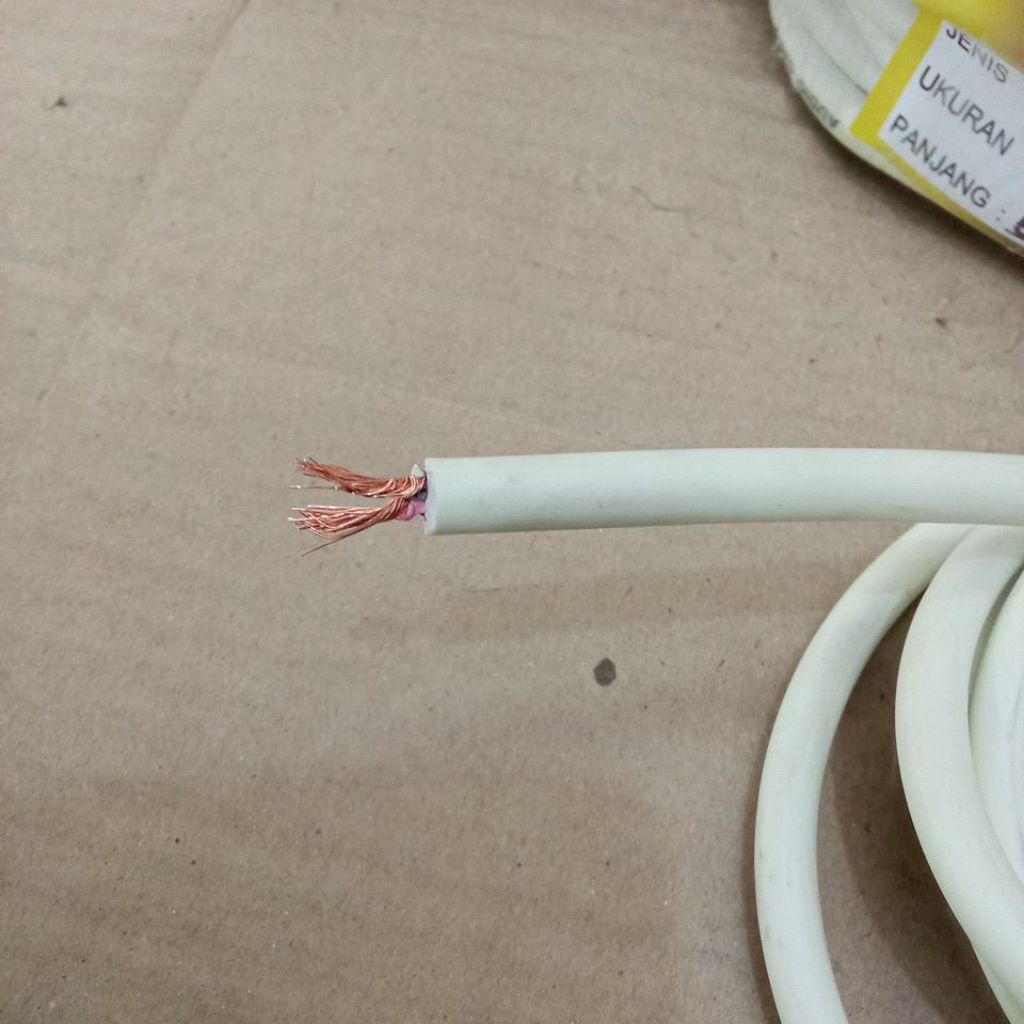 Kabel Listrik Serabut / Kabel Ekonomis Ukuran 2x1.5 Serabut  Putih / Permeter