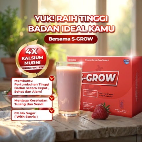 

S-GROW 5 SACHET – Susu Tinggi Protein & Kalsium untuk Pertumbuhan Optimal | Varian Strawberry