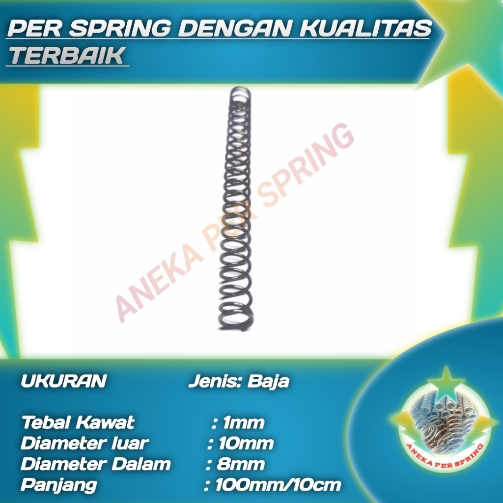 Per Pegas Spring Tekan 1mm Diameter Luar 10mm panjang 10cm Kuat Dan Kokoh Berkualitas Terbaik