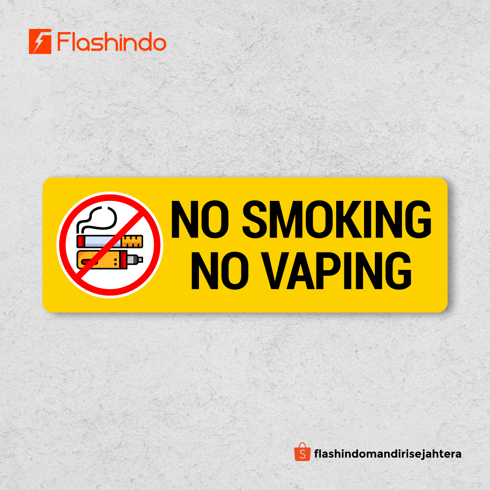 Signboard Akrilik DILARANG MEROKOK / NO SMOKING / NO VAPING || Menjaga Ruang Bersih dari Asap Rokok