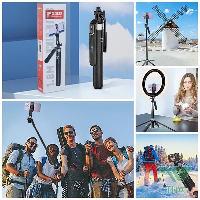 TNW P180 Tongsis Tripod 180cm Bluetooth Selfie Stick Remote Tripod HP Baut 1/4 Tongsis untuk Gopro K