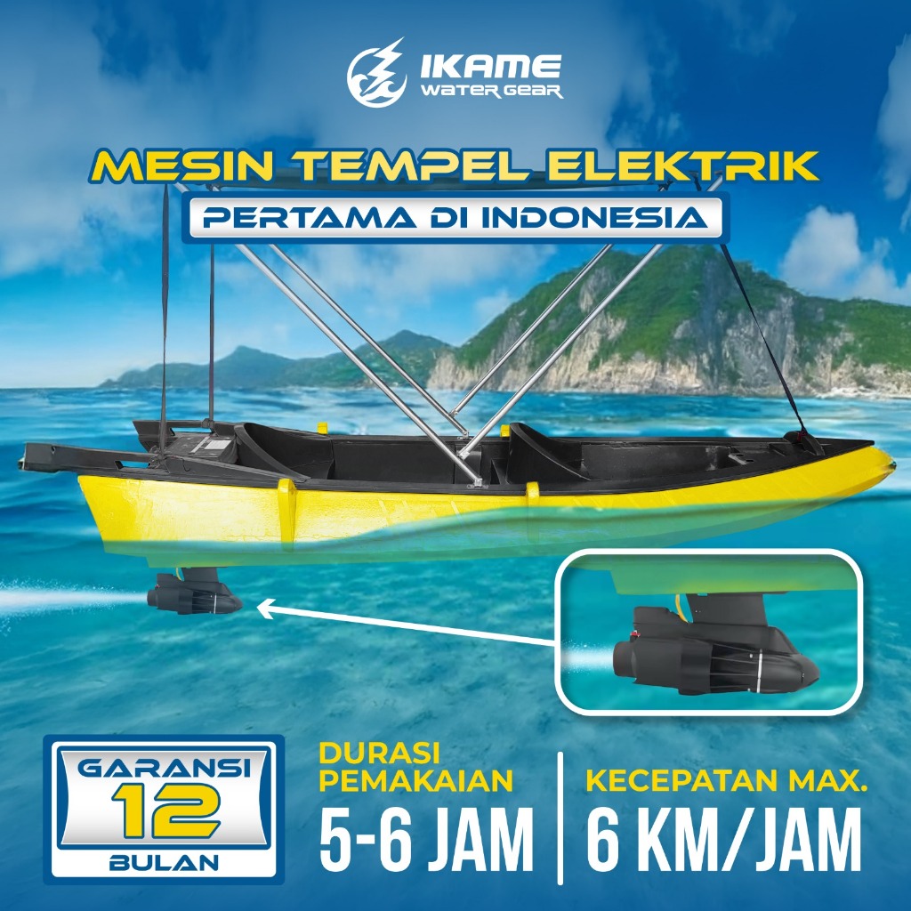 Mesin Tempel Perahu Listrik IKAME/Outboard Motor Elektrik Portable Baterai Rechargeable