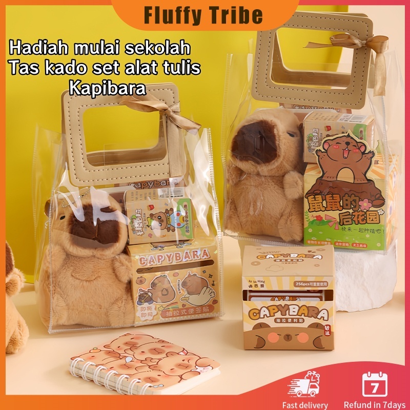 

Fluffy Tribe Tas Tangan Set Alat Tulis Kapibara Lucu Hadiah Mulai Sekolah Ulang Tahun Anak