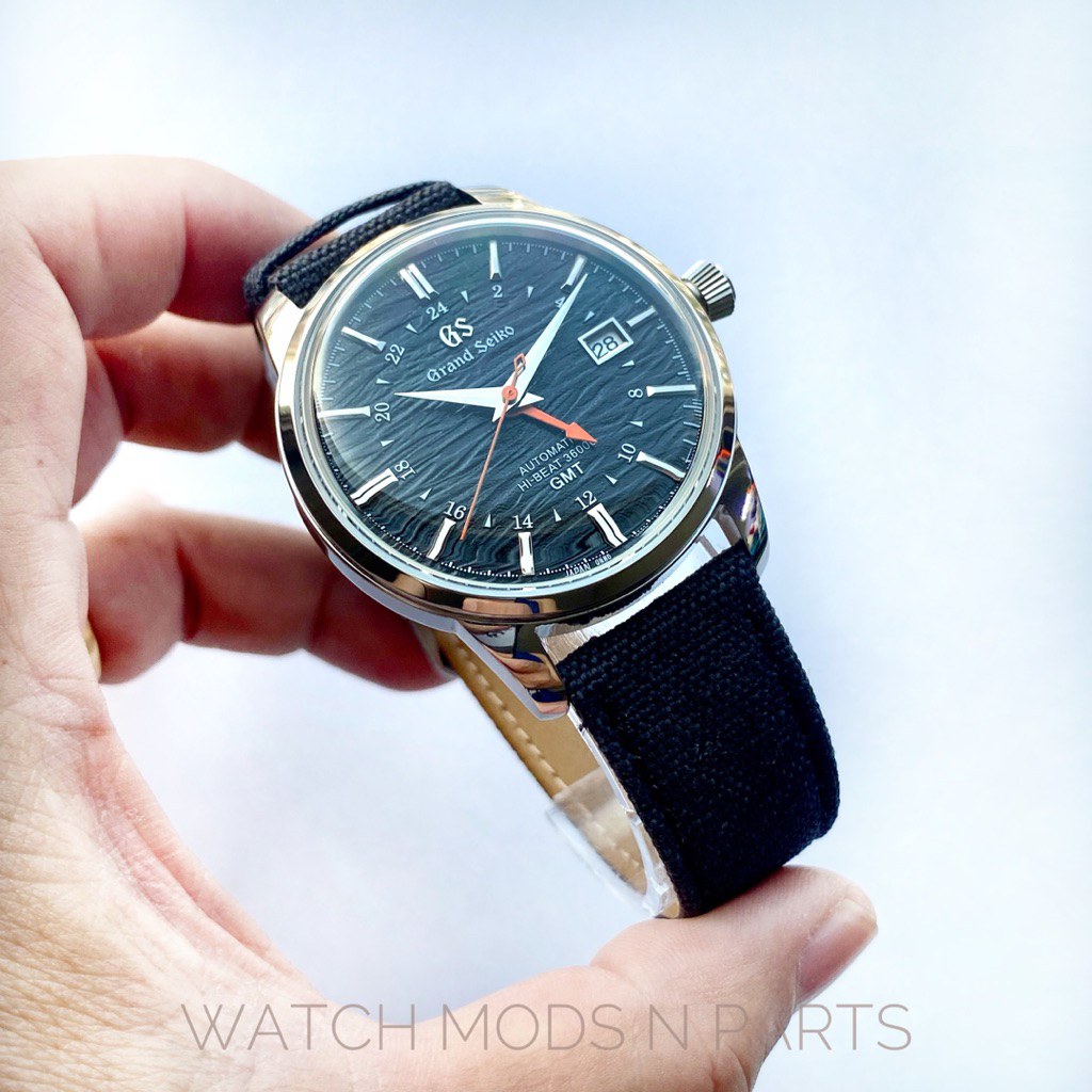 WMNP GS Grand Seiko mod 40mm with Black Ripple Dial GMT berfungsi Watch Watches Jam Tangan vintage