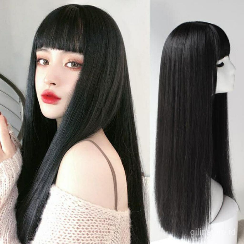 wig lurus poni depan wig lurus panjang