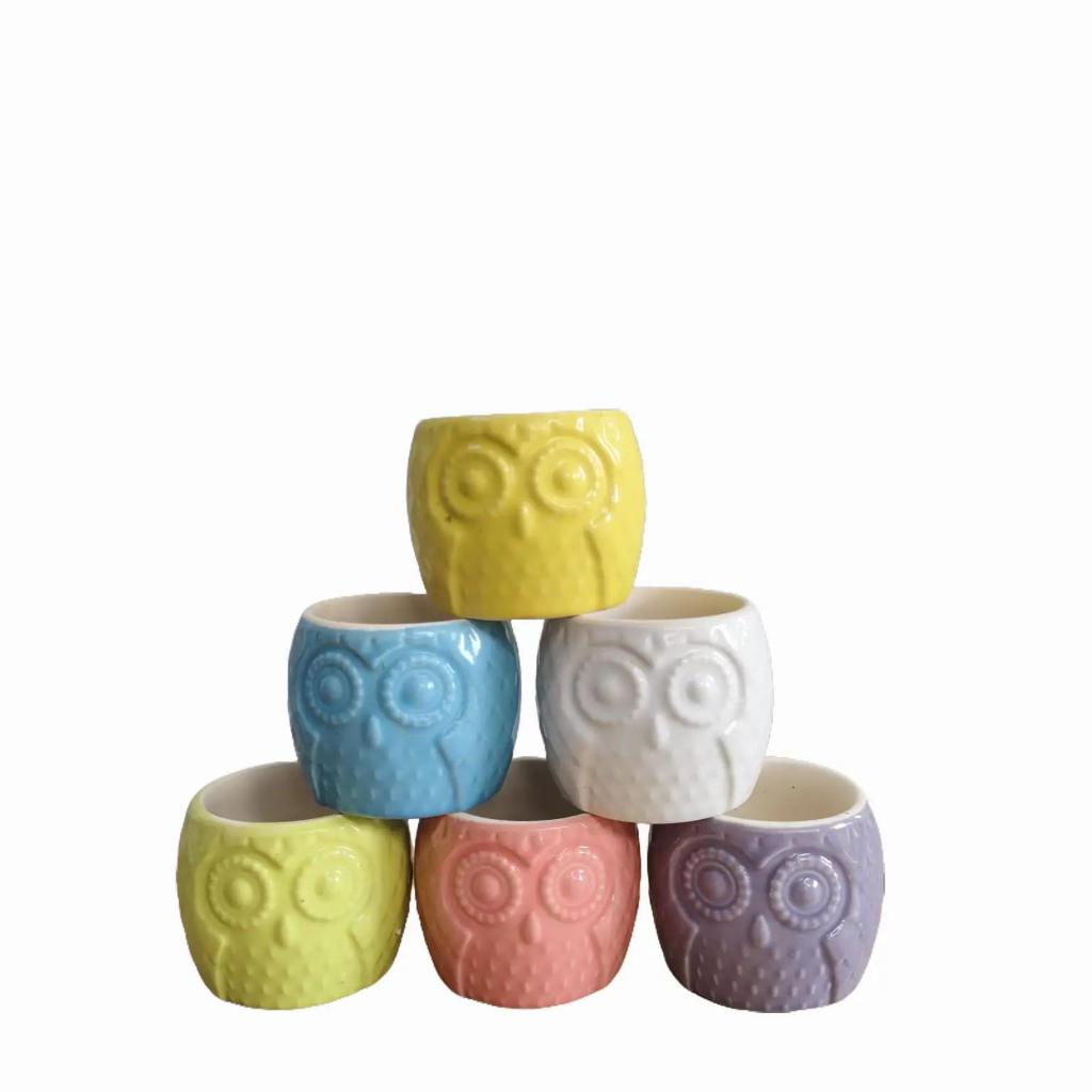 Pot Keramik Pot Mini Pot Karakter Pot Estetik Gambar Owl