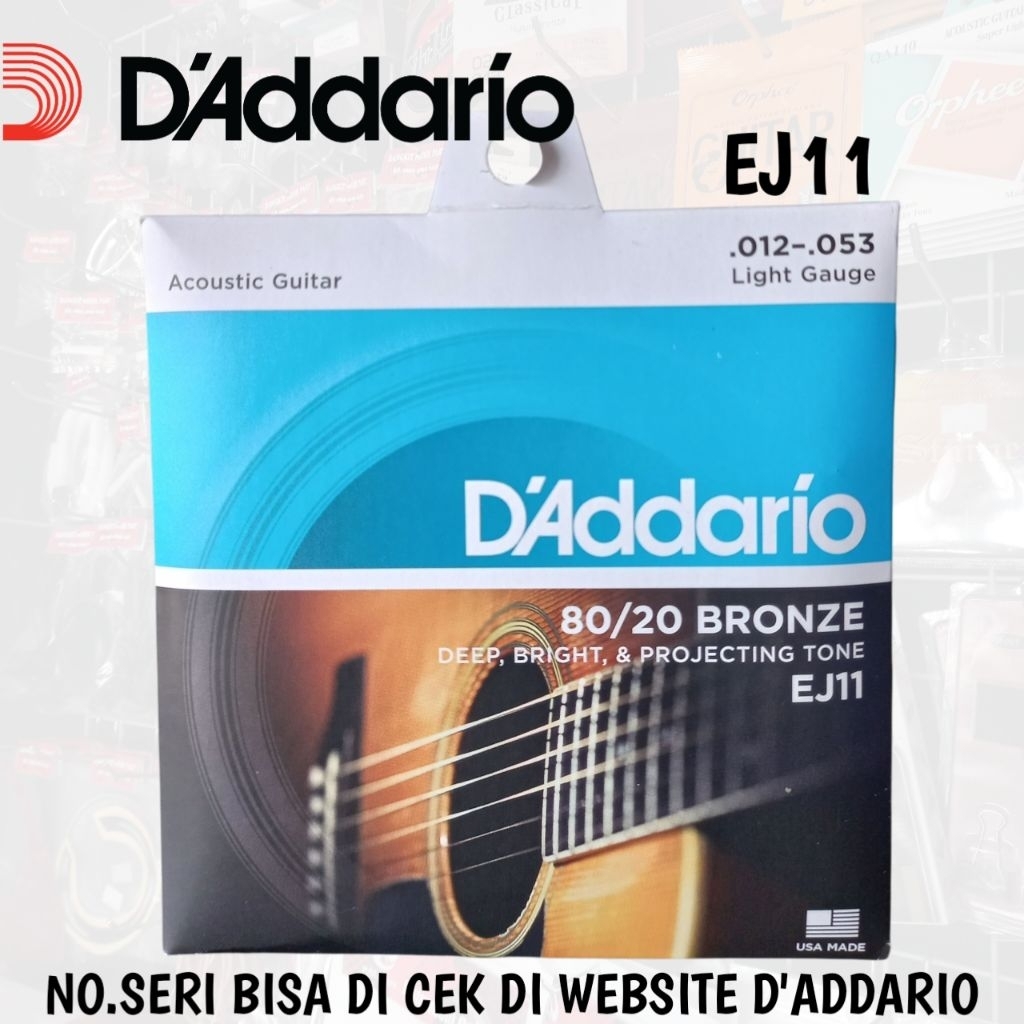 [D'ADDARIO] SENAR GITAR AKUSTIK UKURAN 0,12 SENAR GITAR AKUSTIK D'ADDARIO EJ11 D'ADDARIO BRONZE EJ11