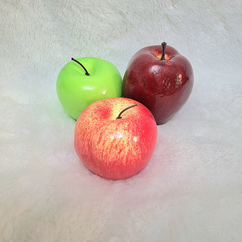 Buah apel merah hijau fuji palsu buah hiasan tiruan buah pajangan etalase buah artificial fruit Buah