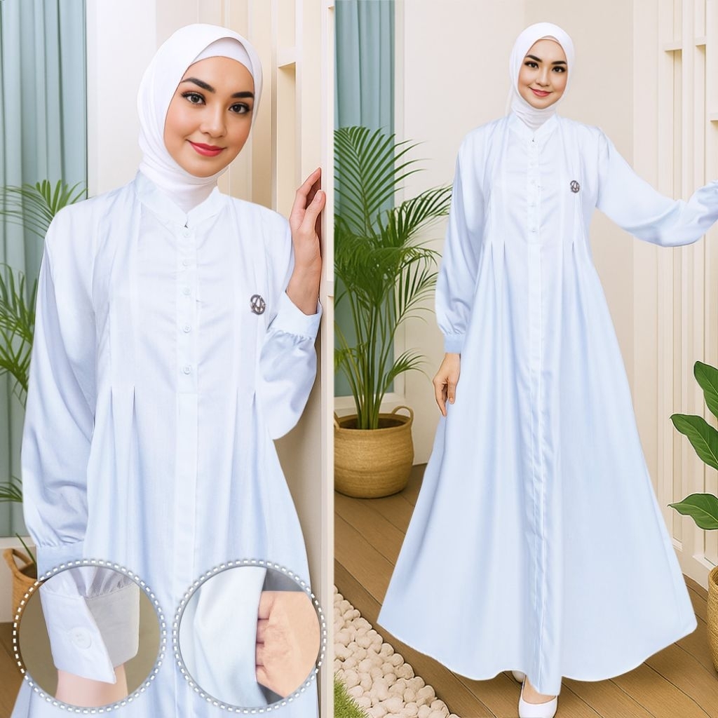 Gamis Katun Toyobo/Wanita Muslimah/Premium/Seragam Polos/Putih