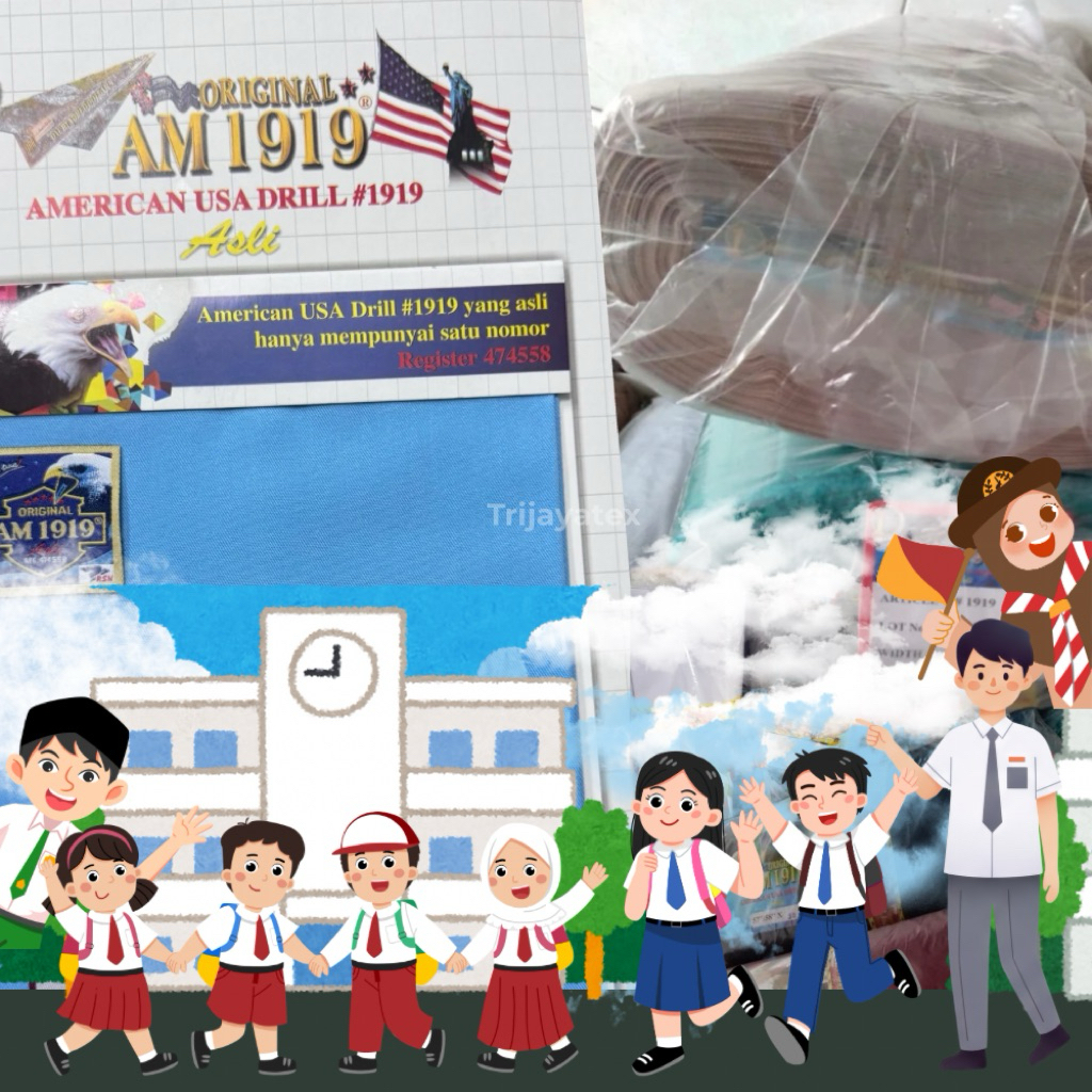 (1ROLL) AM1919 Bahan Kain Seragam Sekolah SD, SMP, SMA, Madrasah