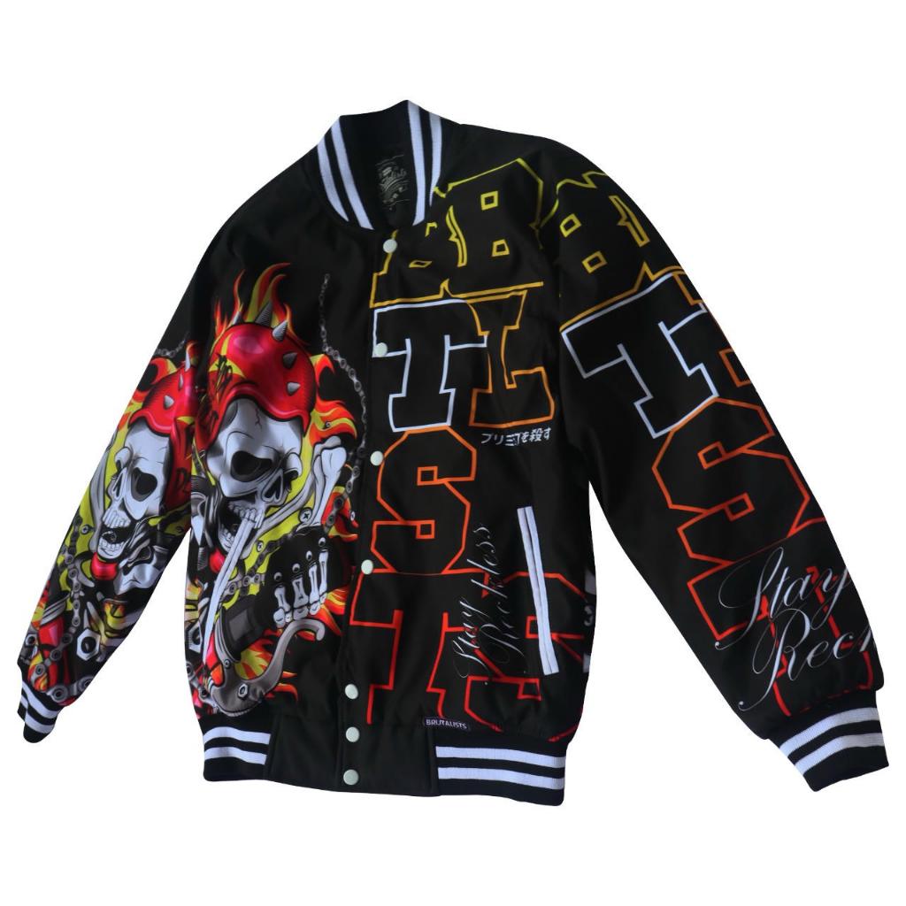 DISKON BRUTALISTS DENIM - BASEBALL VARSITY UNISEX GHOST RIDER