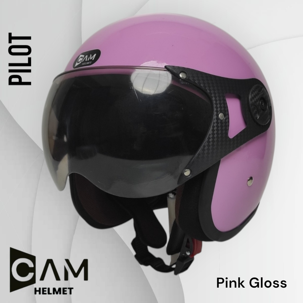 Helm Bogo Pilot CAM Polos Pink Gloss Retro Dewasa Pria Wanita Motor Sni Helm Terbaru
