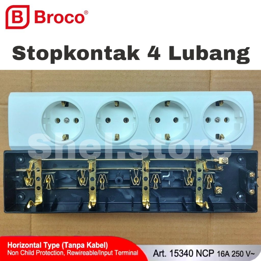 Broco Stopkontak 4 Lubang | Stopkontak Listrik Kuningan | Terminal Listrik 4 Lubang