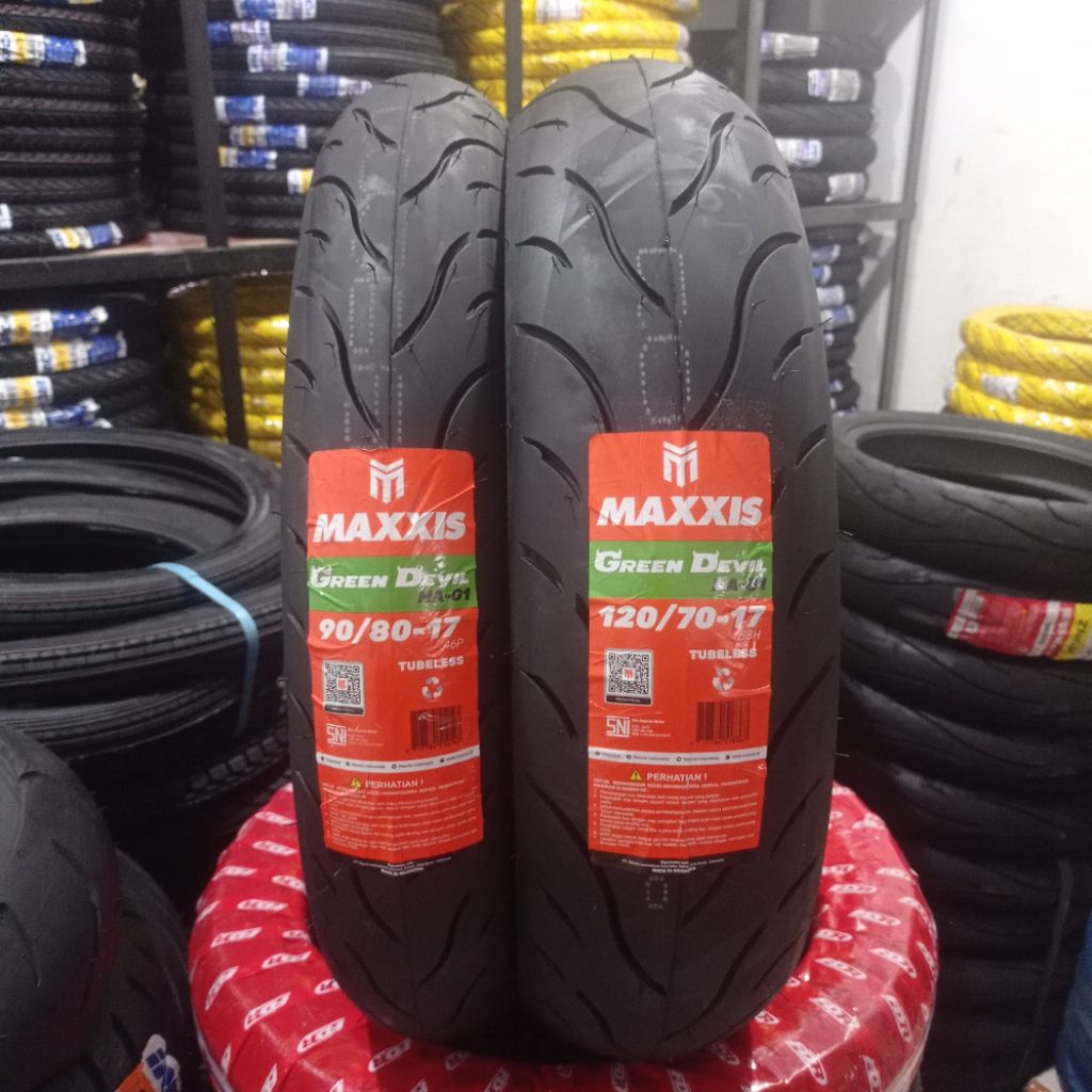 BAN MAXXIS TUBLES 80/80-17, 90/80-17, 120/70-17 GREEN DEVIL ORIGINAL 100%