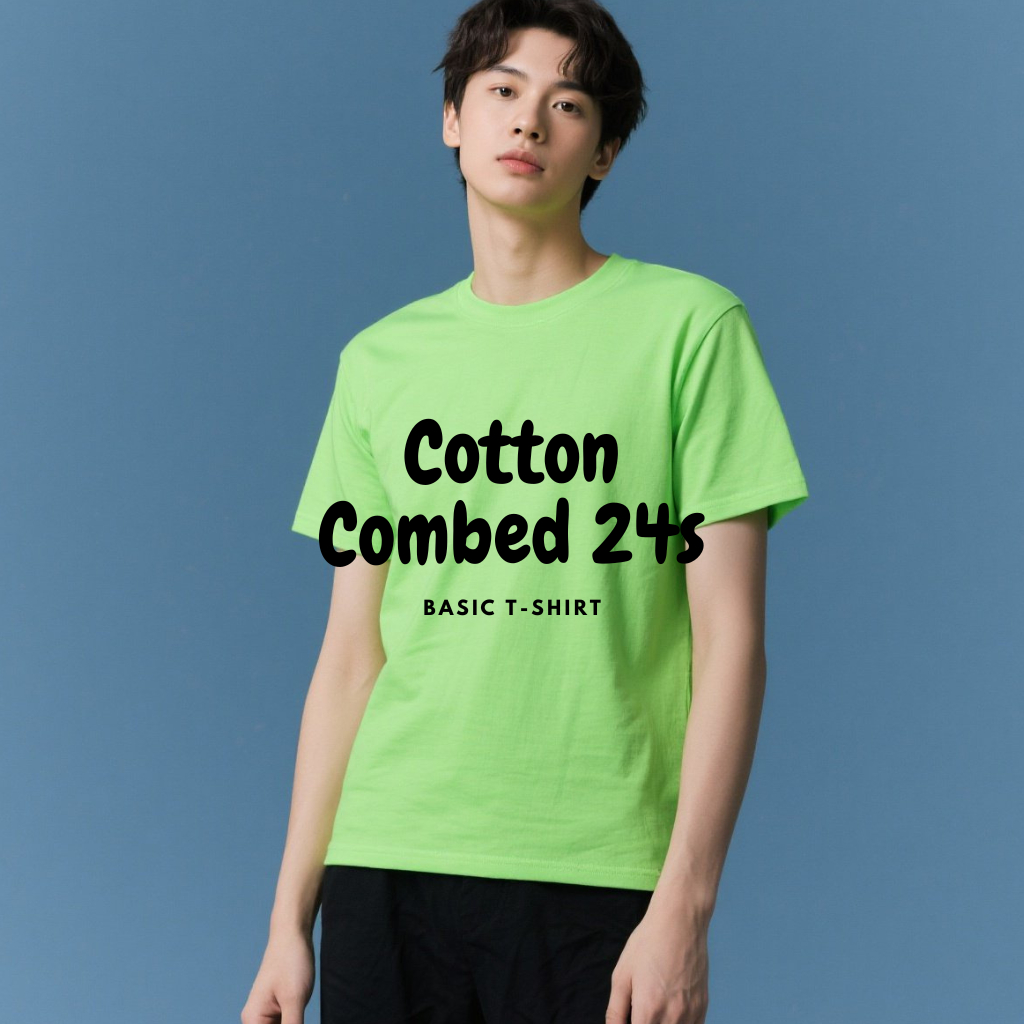Kaos Polos Warna Hijau Stabilo Premium Quality Cotton Combed 24s • Unisex / Casual