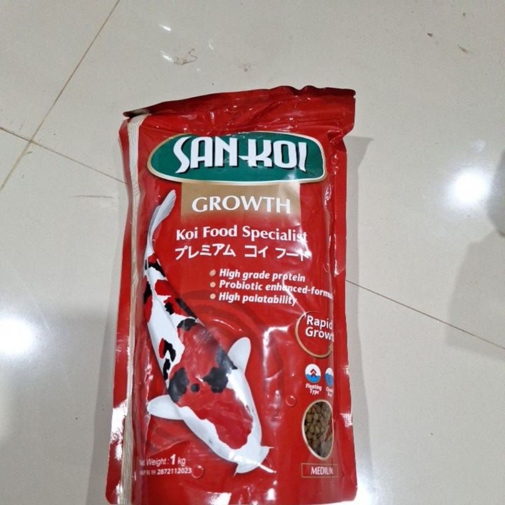 Makanan Ikan Koi Pakan Ikan Hias Sankoi Growth 1kg Pakan Ikan Apung Termurah San Koi Growth