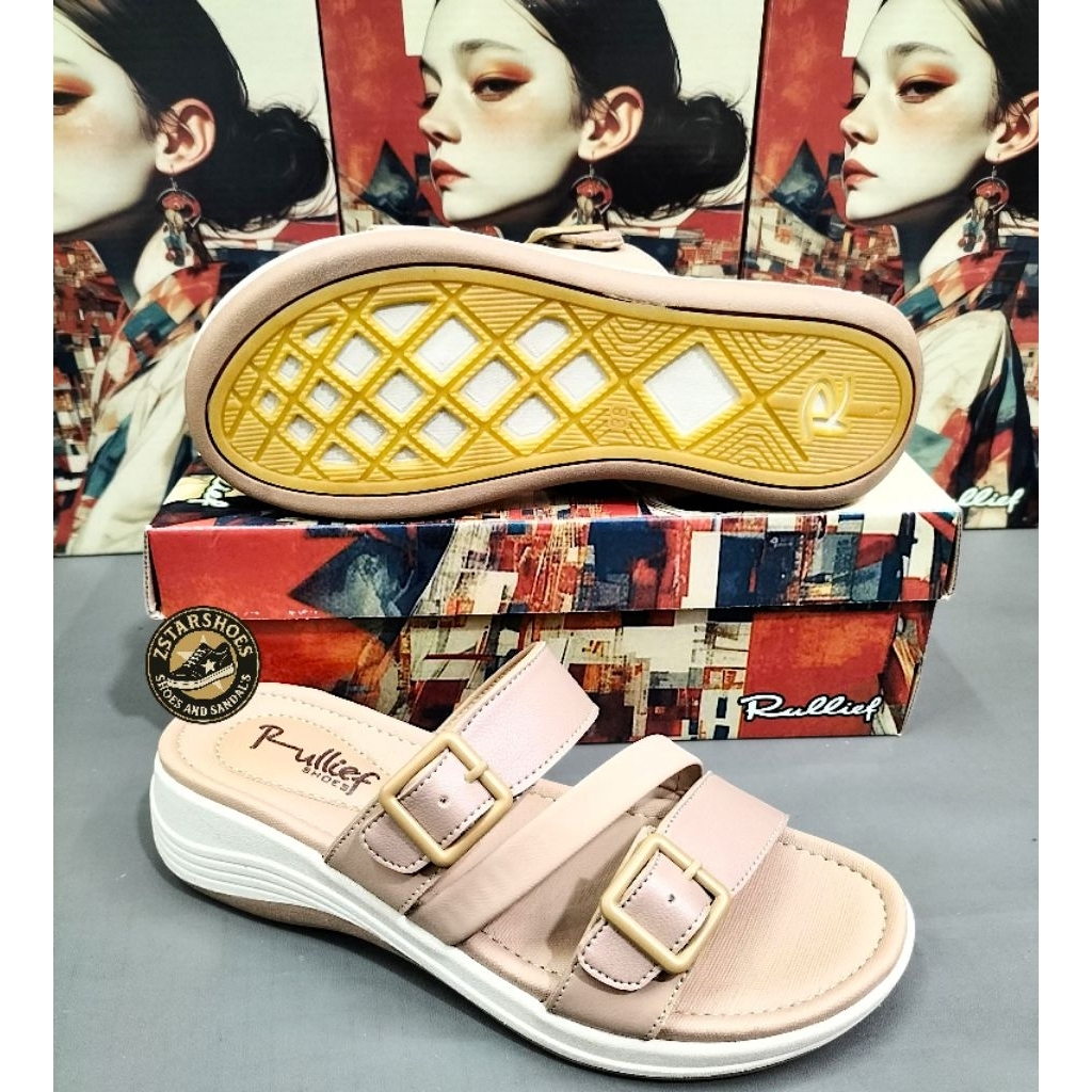 Rullief FBJ 780 Sandal slide wedges wanita berkualitas original premium