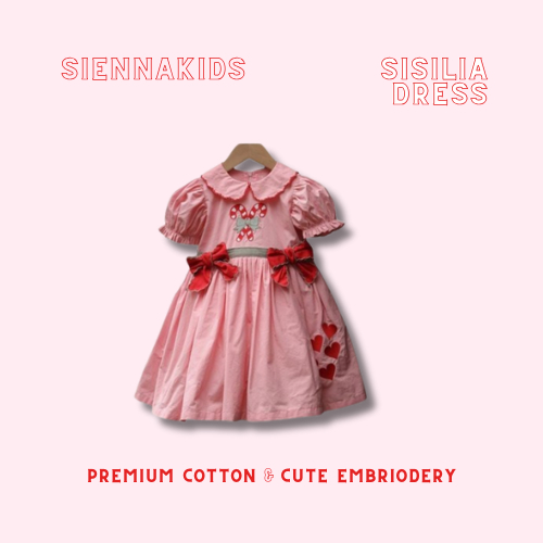 Sienna Kids | Sisilia Dress (6 bulan - 12 tahun) Dress Premium Anak | Dress Pink Candy Dress