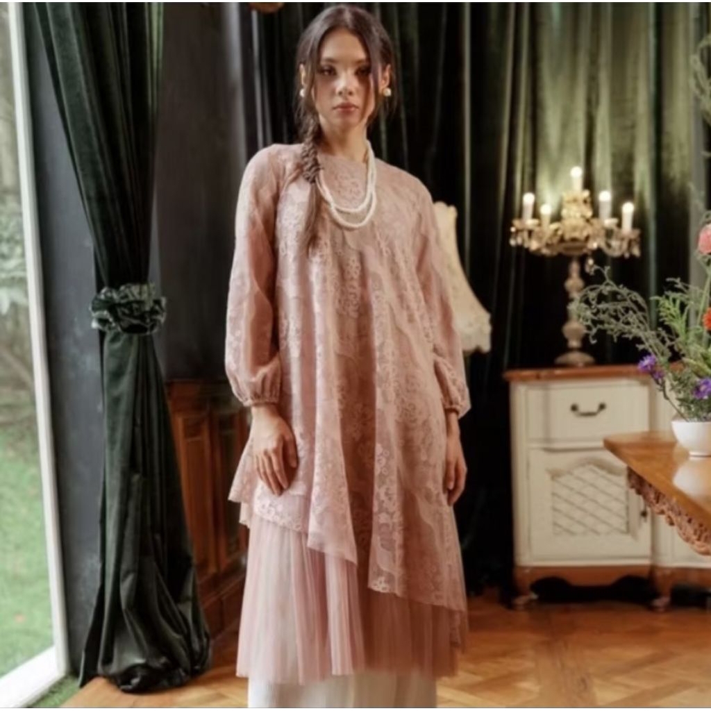 New Sale Hijabchic Alaiqa Tunic Lace Dress Tunik Acara Pesta bukan buttonscarves aleza kamiidea nada