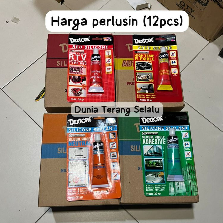 1 KOTAK / 12PCS - Lem Silicone Sealant Auto Sealer Red Siliocne Netral 30gr Gram DEXTONE - Lem Aquar