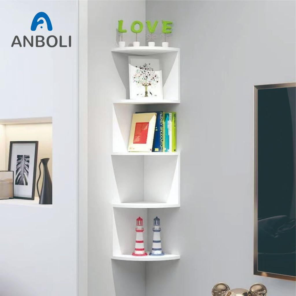 Rak sudut Rumah Kamar Dinding Tempel Rak Buku Bunga Kosmetik Serbaguna Rak Buku Rak 5 Tingkat