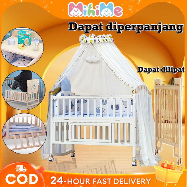 tempat tidur anak Tempat Tidur Bayi Goyang Kayu Ranjang Bayi Box Bayi 0-10 Tahun Tempat Tidur Anak F