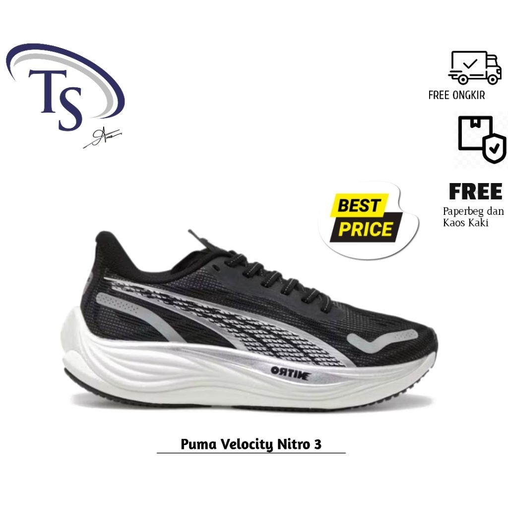 Puma Velocity Nitro 3 Black White Running Shoes